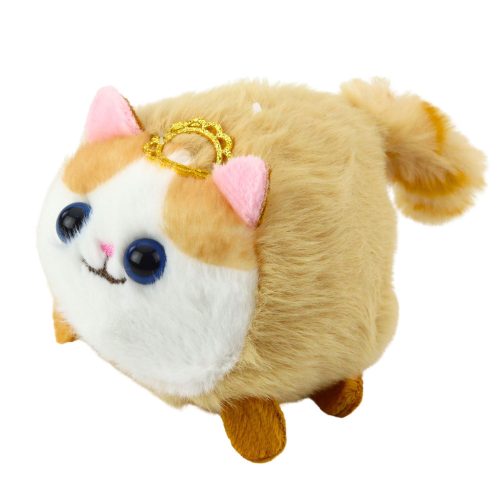 Plüss cica kabalája hullámos farokkal, barna és fehér