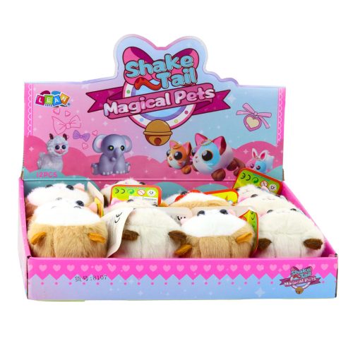 Plüss cica kabalája hullámos farokkal, barna és fehér