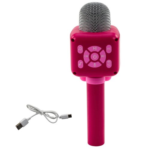 Vezeték nélküli Bluetooth mikrofon karaoke felvételhez, hangváltóval, rózsaszín