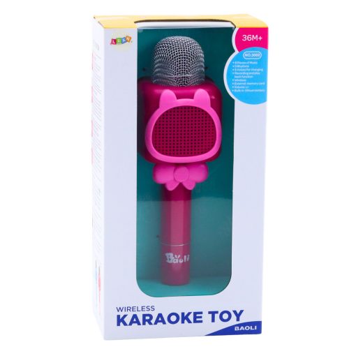 Vezeték nélküli Bluetooth mikrofon karaoke felvételhez, hangváltóval, rózsaszín