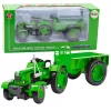 Fém mezőgazdasági traktor pótkocsival zöld 1:18