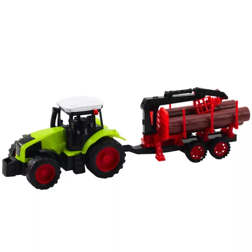 Mezőgazdasági traktor HDS pótkocsival Farönk szállításához