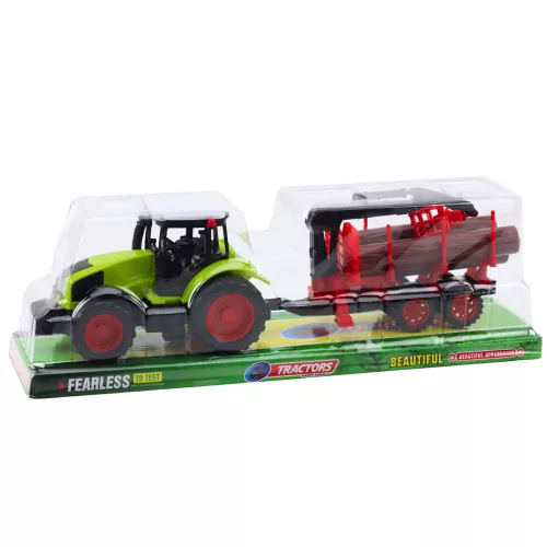 Mezőgazdasági traktor HDS pótkocsival Farönk szállításához