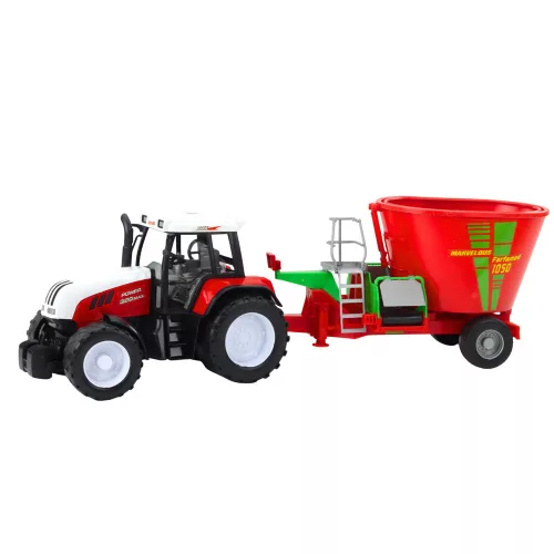Mezőgazdasági traktor Utánfutós takarmánykeverővel Piros 60cm