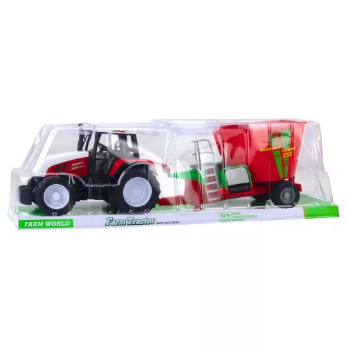 Mezőgazdasági traktor Utánfutós takarmánykeverővel Piros 60cm