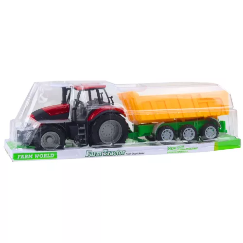 Mezőgazdasági traktor Sárga Pótkocsival Piros 46cm