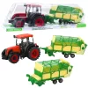 Mezőgazdasági traktor zöld és sárga pótkocsival Piros 50cm