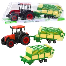   Mezőgazdasági traktor zöld és sárga pótkocsival Piros 50cm