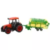 Mezőgazdasági traktor zöld és sárga pótkocsival Piros 50cm