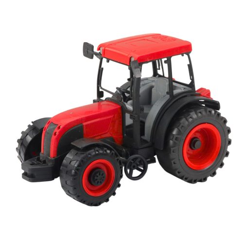 Mezőgazdasági traktor zöld és sárga pótkocsival Piros 50cm