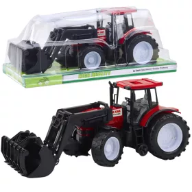 Traktor mezőgazdasági jármű Farmer markolóval piros