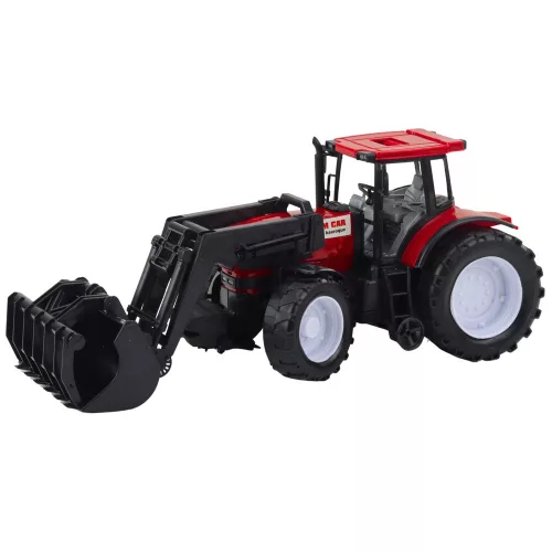 Traktor mezőgazdasági jármű Farmer markolóval piros