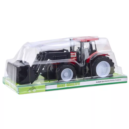 Traktor mezőgazdasági jármű Farmer markolóval piros