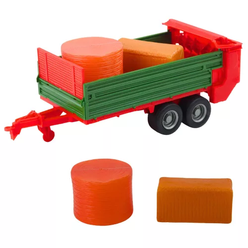 Mezőgazdasági traktor zöld pótkocsival és Hay Red 62 cm-es