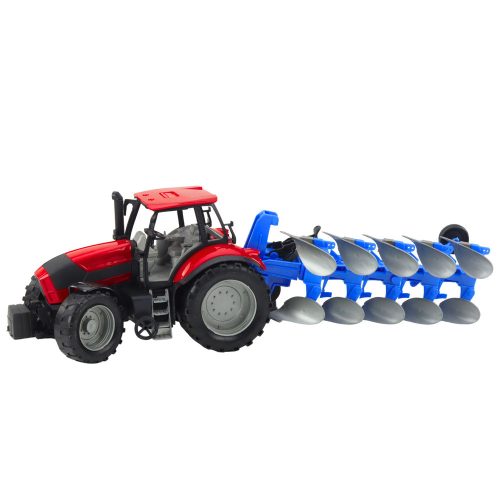 Mezőgazdasági traktor ekehajtással, piros 50cm