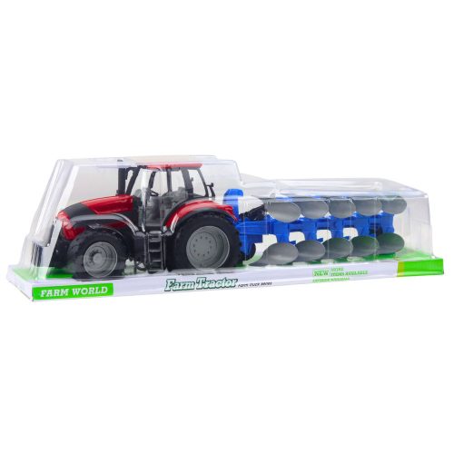 Mezőgazdasági traktor ekehajtással, piros 50cm