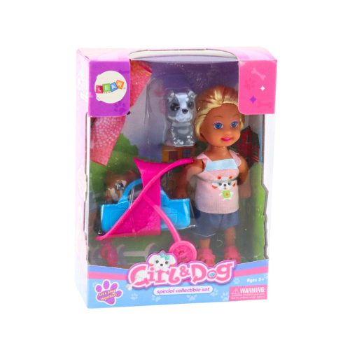 Mini babakocsi hordozó kutyák szett szürke barna