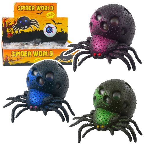Spider Anti-Stress Squishy játék gél golyókkal, fekete