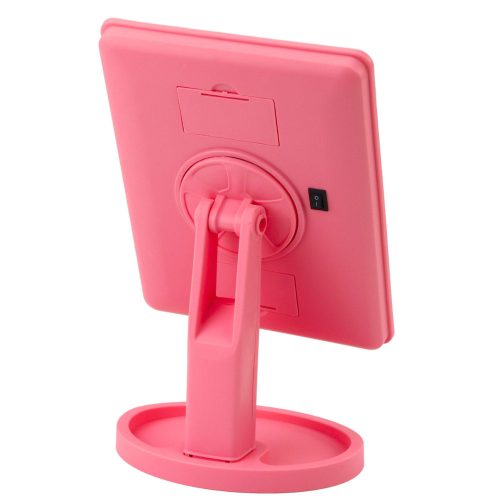 Kozmetikai tükör 16 LED dióda állvánnyal állítható rózsaszín