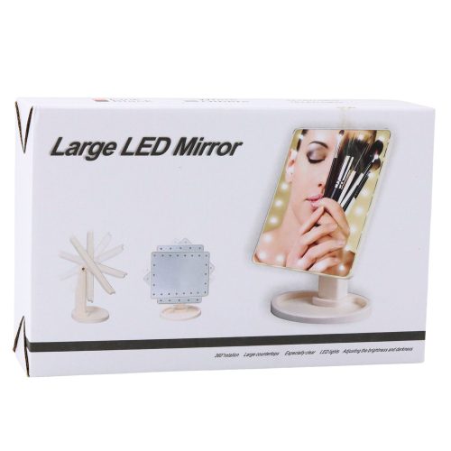 Kozmetikai tükör 16 LED dióda állvánnyal állítható rózsaszín