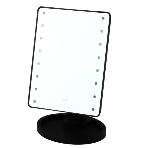 Kozmetikai tükör 16 LED dióda állvánnyal állítható fekete