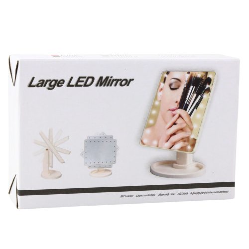 Kozmetikai tükör 16 LED dióda állvánnyal állítható fekete