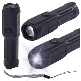   LED zseblámpa állítható zoom 3 világítási mód USB töltés fekete