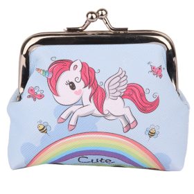   Gyermek pénztárca egyszarvú szivárvány kék fém csat 10x9cm