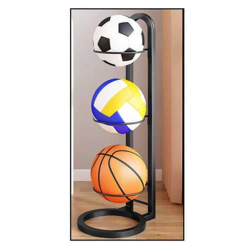 3 szintes fém golyós állvány, stabil matt fekete