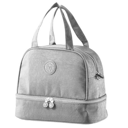 Hőszigetelő reggelizőtáska állítható övvel, ezüst 27cm