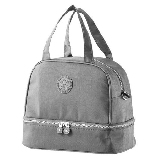 Hőszigetelő reggelizőtáska állítható övvel, szürke 27cm