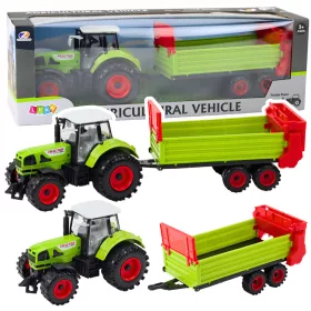   Traktor pótkocsival, dörzshajtással, nyitható motorháztetővel, ajtókkal, zöld