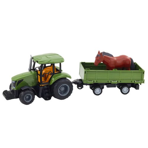 RC távirányítós traktor pótkocsival és lókészlettel