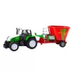 Zöld mezőgazdasági traktor pótkocsival és takarmánykeverővel 50 cm