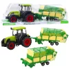 Mezőgazdasági traktor zöld és sárga pótkocsival, zöld 50 cm