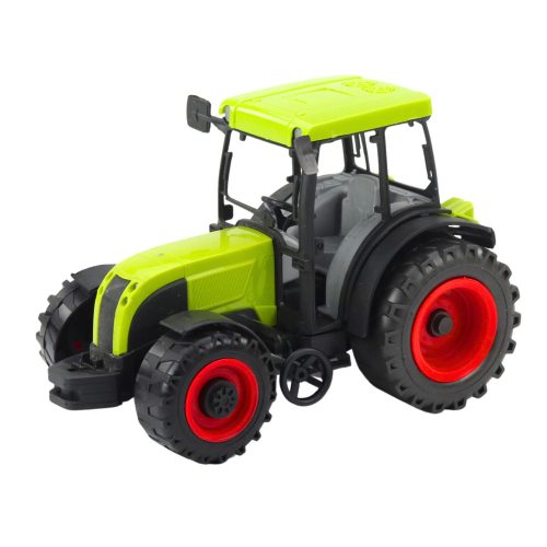 Mezőgazdasági traktor zöld és sárga pótkocsival, zöld 50 cm