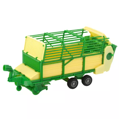 Mezőgazdasági traktor zöld és sárga pótkocsival, zöld 50 cm