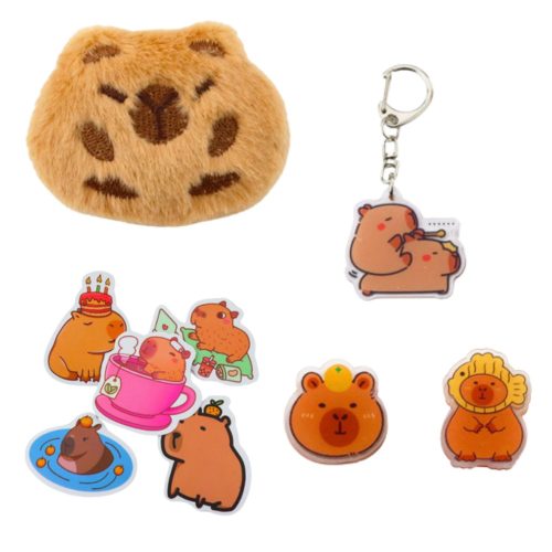 Kétrekeszes iskolai tolltartó zsebekkel és kiegészítőkkel Capybara 21x12 cm