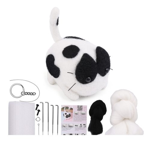 DIY nemezelő készlet - barna és fehér cica