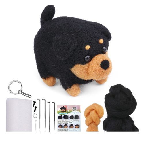 DIY nemezelő készlet - barna és fehér cica