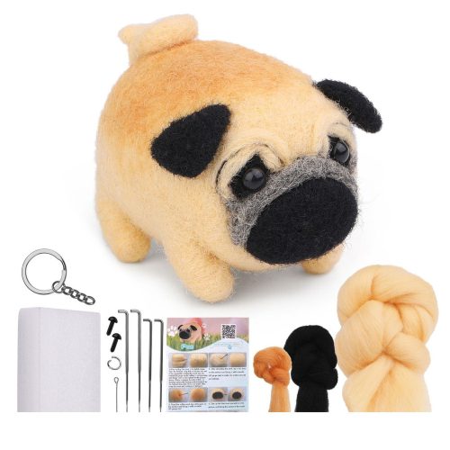 DIY nemezelő készlet - barna és fehér cica