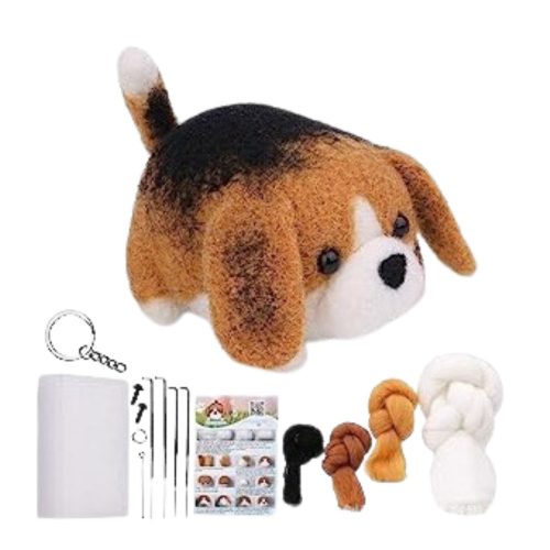 DIY nemezelő készlet - barna és fehér cica