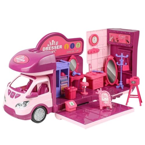 Összecsukható baba kemping ruhásszekrény kiegészítők rózsaszín 42 db.