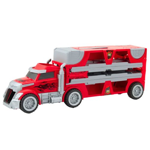 Összecsukható teherautó-készlet versenypályával, 6 autóval