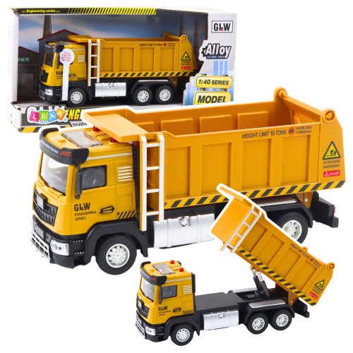 Építőipari jármű sárga billenő teherautó