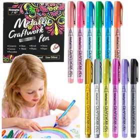   Metálfényű nejlon dekoratív színes filctoll készlet, 12 db.