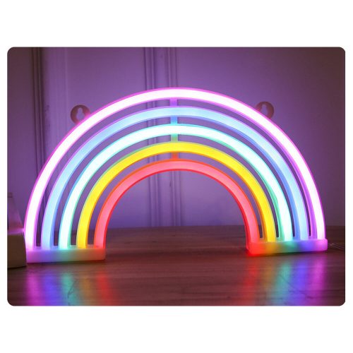 Dekoratív éjszakai fény Neon Rainbow LED elemmel működik