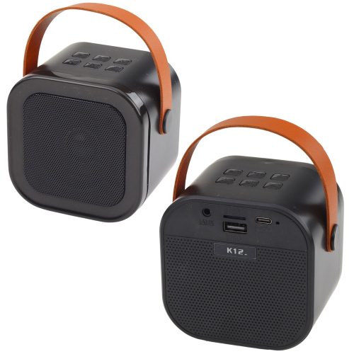 Karaoke szett, hangszóró, két mikrofon, LED lámpák, fekete