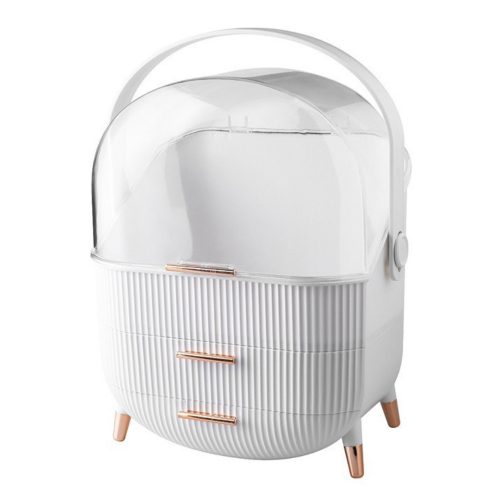 Kozmetikai Szervező nyitófedél átlátszó két fiók fehér