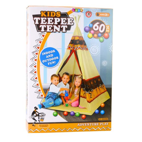 Sátor Teepee Indian Tipi Játszóház + 60 labda